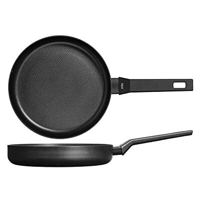 H&H All Blacks Sartén de aluminio con revestimiento antiadherente Pfluon, 24 cm, revestimiento interior de panal, inducción H&H All Blacks Sartén de aluminio con revestimiento antiadherente Pfluon, 24 cm, revestimiento interior de panal, inducción