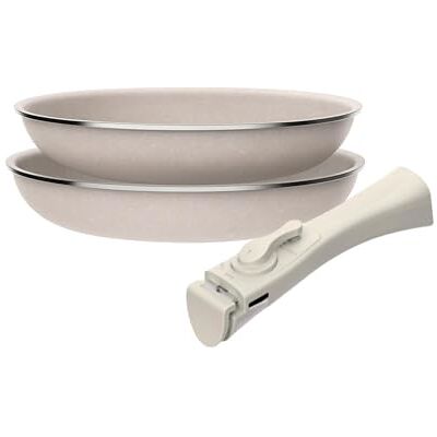 San Ignacio Juego de 2 Sartenes Ø24Ø28cm en aluminio prensado con revestimiento ILAG + Mango extraíble Click&Cook, Apto inducción, antiadherentes, sin PFOA, apto lavavajillas y horno San Ignacio Juego de 2 Sartenes Ø24Ø28cm en aluminio prensado con revestimiento ILAG + Mango extraíble Click&Cook, Apto inducción, antiadherentes, sin PFOA, apto lavavajillas y horno