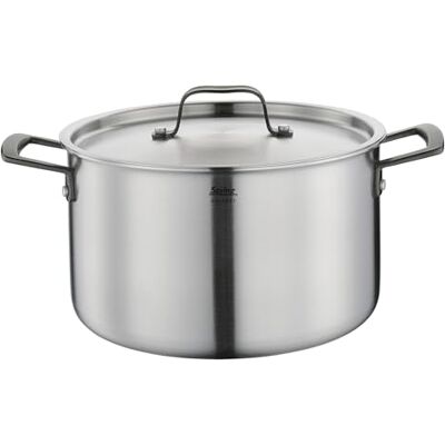 Spring Olla Gourmet de varias capas con tapa de acero inoxidable, apta para horno, con escala interior, diámetro de 24 cm, altura 14 cm, 6,5 litros, color negro Spring Olla Gourmet de varias capas con tapa de acero inoxidable, apta para horno, con escala interior, diámetro de 24 cm, altura 14 cm, 6,5 litros, color negro