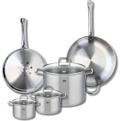 Fackelmann ELO 9509950 Batería de cocina (5 piezas, juego de 2 sartenes de cocina 28 y 32 cm, 3 ollas de 14, 16 y 26 cm, Elo Profi Citrin, acero inoxidable, inducción Fackelmann ELO 9509950 Batería de cocina (5 piezas, juego de 2 sartenes de cocina 28 y 32 cm, 3 ollas de 14, 16 y 26 cm, Elo Profi Citrin, acero inoxidable, inducción