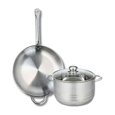 Fackelmann ELO 9872550 Elo Profi Juego de utensilios de cocina (2 piezas, 1 sartén de 32 cm y 1 olla de 24 cm, acero inoxidable, inducción Fackelmann ELO 9872550 Elo Profi Juego de utensilios de cocina (2 piezas, 1 sartén de 32 cm y 1 olla de 24 cm, acero inoxidable, inducción