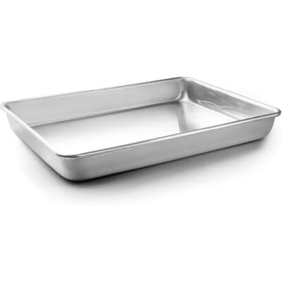 LACOR Bandeja Horno Master, Rustidera Horno, Bandeja Horno Profesional, Apto para Horno y Congelador, Apilable, Aluminio Natural, 45x33 cm, Altura 5 cm LACOR Bandeja Horno Master, Rustidera Horno, Bandeja Horno Profesional, Apto para Horno y Congelador, Apilable, Aluminio Natural, 45x33 cm, Altura 5 cm