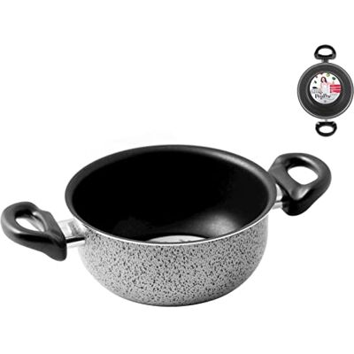 HOME Salt Peper Cazo con 2 Asas Revestimiento Antiadherente, 14 cm, Aluminio, Gris, Metal, Negro/Azul Claro, 14 cm HOME Salt Peper Cazo con 2 Asas Revestimiento Antiadherente, 14 cm, Aluminio, Gris, Metal, Negro/Azul Claro, 14 cm