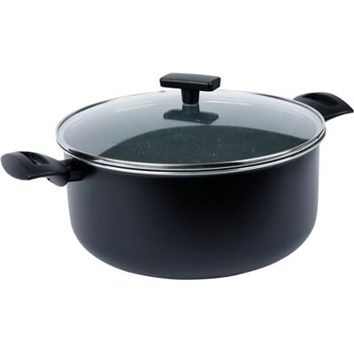 axentia Olla (28 cm de diámetro, prensada, con tapa de cristal), color negro axentia Olla (28 cm de diámetro, prensada, con tapa de cristal), color negro