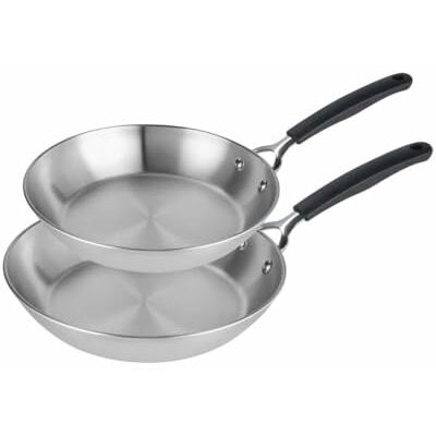 Prestige Juego de sartenes de acero inoxidable sin revestimiento hechas para durar, 21 cm y 29 cm, no tóxicas, compatibles con inducción, aptas para lavavajillas y horno Prestige Juego de sartenes de acero inoxidable sin revestimiento hechas para durar, 21 cm y 29 cm, no tóxicas, compatibles con inducción, aptas para lavavajillas y horno