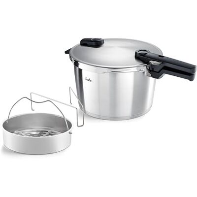 Fissler Vitaquick Olla a presión grande de 8 L, 26 cm de diámetro, con accesorio, olla a presión de acero inoxidable, 2 niveles de cocción, apta para inducción Fissler Vitaquick Olla a presión grande de 8 L, 26 cm de diámetro, con accesorio, olla a presión de acero inoxidable, 2 niveles de cocción, apta para inducción