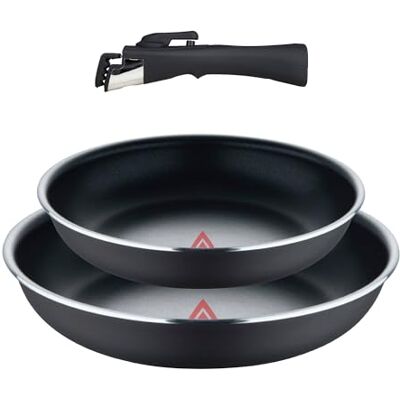 MasterPro Bergner Click&Cook Juego de 2 Sartenes Ø22Ø26cm Aluminio prensado negro y Heat Dot + Mango desmontable MasterPro Bergner Click&Cook Juego de 2 Sartenes Ø22Ø26cm Aluminio prensado negro y Heat Dot + Mango desmontable