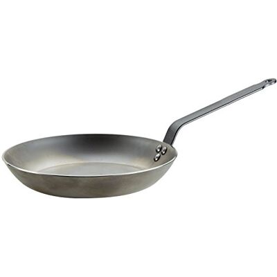 DE BUYER Coupe Lyonnaise Sartén para freír redonda, mango con chapa de hierro, 28 centímetros DE BUYER Coupe Lyonnaise Sartén para freír redonda, mango con chapa de hierro, 28 centímetros