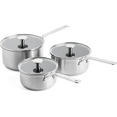 KitchenAid Cazo de cerámica antiadherente de acero inoxidable sin PFAS, 16 cm/1,5 L, revestido, apto para inducción, apto para horno, color plateado KitchenAid Cazo de cerámica antiadherente de acero inoxidable sin PFAS, 16 cm/1,5 L, revestido, apto para inducción, apto para horno, color plateado