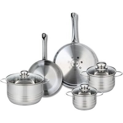 Fackelmann ELO 9877350 Batería de cocina (5 piezas, juego de 2 sartenes de cocina 24 y 28 cm, 3 ollas de 14, 16 y 20 cm, Elo Profi Brillant, acero inoxidable, inducción Fackelmann ELO 9877350 Batería de cocina (5 piezas, juego de 2 sartenes de cocina 24 y 28 cm, 3 ollas de 14, 16 y 20 cm, Elo Profi Brillant, acero inoxidable, inducción