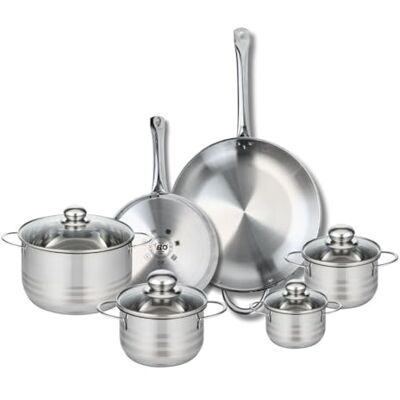 Fackelmann ELO 9880850 Juego de 2 sartenes de cocina (24 y 32 cm, 4 ollas 12, 14, 16 y 20 cm, acero inoxidable, inducción) Fackelmann ELO 9880850 Juego de 2 sartenes de cocina (24 y 32 cm, 4 ollas 12, 14, 16 y 20 cm, acero inoxidable, inducción)