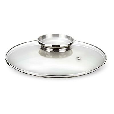 Pensofal , Tapa de Vidrio con pomo dosaroma de Acero INOX, diámetro 16 cm Pensofal , Tapa de Vidrio con pomo dosaroma de Acero INOX, diámetro 16 cm