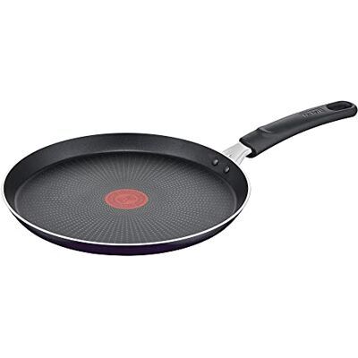 Tefal Resist Sartén para crepes (25 cm, revestimiento antiadherente de titanio, indicador de temperatura de señal térmica, fácil limpieza, tecnología Flame Protect, color negro, no apta para Tefal Resist Sartén para crepes (25 cm, revestimiento antiadherente de titanio, indicador de temperatura de señal térmica, fácil limpieza, tecnología Flame Protect, color negro, no apta para