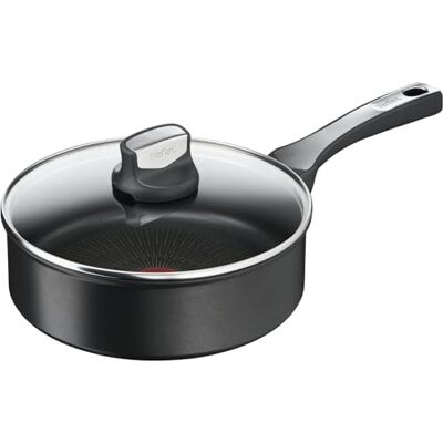 Tefal Unlimited On Sartén alta de 24 cm con revestimiento resistente, Thermo-Signal, apta para gas, vitrocerámica, eléctricas e inducción, forma profunda, aluminio, Color Negro, Guisera 24 cm Tefal Unlimited On Sartén alta de 24 cm con revestimiento resistente, Thermo-Signal, apta para gas, vitrocerámica, eléctricas e inducción, forma profunda, aluminio, Color Negro, Guisera 24 cm