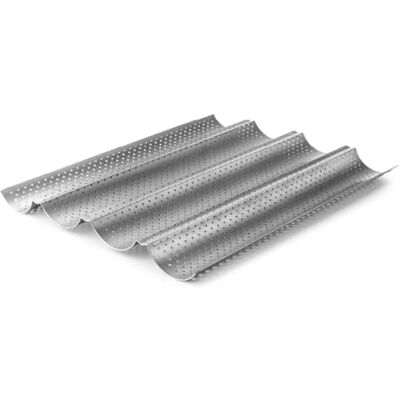 LACOR Molde Baguette, Molde Antiadherente, Colección Delize, Microperforado, Libre de PFOA, Apto para Horno, Frigorífico y Congelador, Acero al Carbono, 38x33 cm, Altura 2.6 cm, 4 Cavidades LACOR Molde Baguette, Molde Antiadherente, Colección Delize, Microperforado, Libre de PFOA, Apto para Horno, Frigorífico y Congelador, Acero al Carbono, 38x33 cm, Altura 2.6 cm, 4 Cavidades
