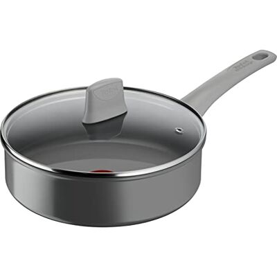 Tefal Sartén (24 cm, tapa de cristal, inducción, revestimiento antiadherente cerámico, Eco-diseñado, reciclado, cocción sana, termo-Signal, fabricado en Francia, Renew On Tefal Sartén (24 cm, tapa de cristal, inducción, revestimiento antiadherente cerámico, Eco-diseñado, reciclado, cocción sana, termo-Signal, fabricado en Francia, Renew On