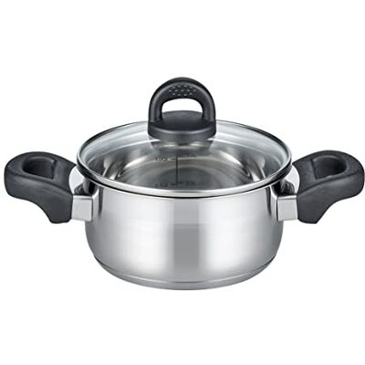 ELO m.GD Cacerola para asar (16 cm, acero inoxidable satinado, mango de plástico antideslizante, escala de litros y sistema de dosificación de aceite) ELO m.GD Cacerola para asar (16 cm, acero inoxidable satinado, mango de plástico antideslizante, escala de litros y sistema de dosificación de aceite)