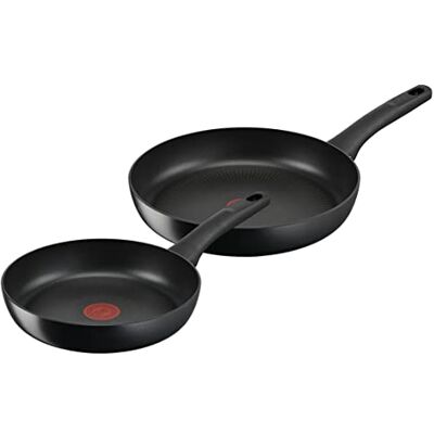 Tefal Juego 2 sartenes Hard Titanium Pro Sartenes de 24/28 cm con revestimiento antiadherente duradero, indicador de temperatura, señal térmica, mango ergonómico, todas las cocinas incluso inducción Tefal Juego 2 sartenes Hard Titanium Pro Sartenes de 24/28 cm con revestimiento antiadherente duradero, indicador de temperatura, señal térmica, mango ergonómico, todas las cocinas incluso inducción