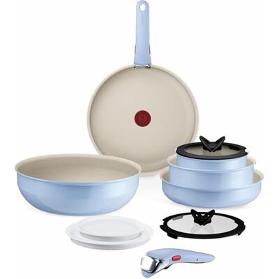 Tefal Ingenio Serenity Juego de 2 Sartenes 22/28 cm + Wok 26 cm + 2 Cazos 16/20 cm + 4 Accesorios + 2 Mangos, Revestimiento Antiadherente, Apilable, Inducción, Apto lavavajillas y horno, Azul Cielo Tefal Ingenio Serenity Juego de 2 Sartenes 22/28 cm + Wok 26 cm + 2 Cazos 16/20 cm + 4 Accesorios + 2 Mangos, Revestimiento Antiadherente, Apilable, Inducción, Apto lavavajillas y horno, Azul Cielo