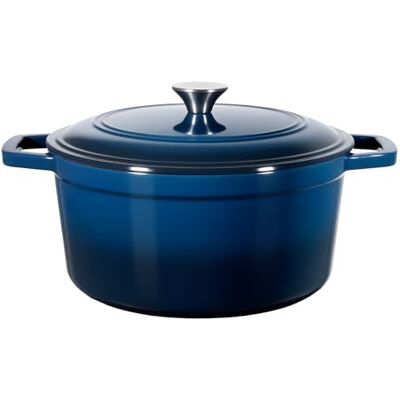 VEVOR Horno Holandés de Hierro Fundido Esmaltado, 5,68 L, para Hornear Pan de Masa Madre, Olla Robusta con Tapa y 2 Asas, Apto hasta 260 °C, Ideal para Cocinar y Freír, 350 x 270 x 190 mm, Azul VEVOR Horno Holandés de Hierro Fundido Esmaltado, 5,68 L, para Hornear Pan de Masa Madre, Olla Robusta con Tapa y 2 Asas, Apto hasta 260 °C, Ideal para Cocinar y Freír, 350 x 270 x 190 mm, Azul