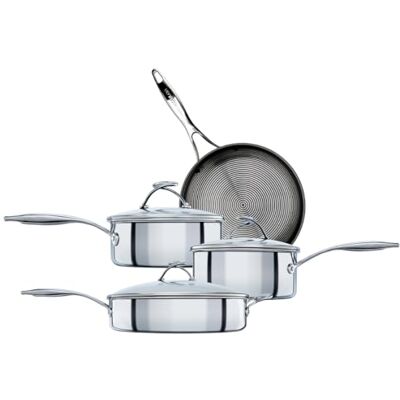 Circulon SteelShield C Series Juego de 4 sartenes de inducción de acero inoxidable con antiadherente híbrido, utensilios de cocina de metal aptos para lavavajillas Circulon SteelShield C Series Juego de 4 sartenes de inducción de acero inoxidable con antiadherente híbrido, utensilios de cocina de metal aptos para lavavajillas