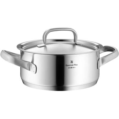 WMF Gourmet Plus Olla Baja 20 cm Ø de 2,5L Sin Recubrimiento Antiadherente de Acero Inoxidable Cromargan con Tapa Metálica, Apta para Todo Tipo de Cocinas WMF Gourmet Plus Olla Baja 20 cm Ø de 2,5L Sin Recubrimiento Antiadherente de Acero Inoxidable Cromargan con Tapa Metálica, Apta para Todo Tipo de Cocinas