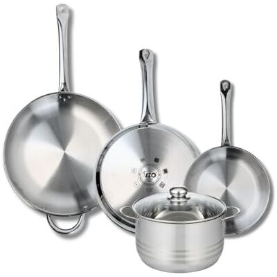 Fackelmann ELO 9884850 Batería de cocina (4 piezas, juego de 3 estufas de cocina 24, 28 y 32 cm, 1 olla de 20 cm, Elo Profi Brillant, acero inoxidable, inducción Fackelmann ELO 9884850 Batería de cocina (4 piezas, juego de 3 estufas de cocina 24, 28 y 32 cm, 1 olla de 20 cm, Elo Profi Brillant, acero inoxidable, inducción