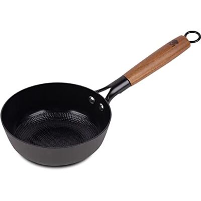 MasterPro Odín Sartén antiadherente de 16 cm, de hierro prensado, mango ergonómico de madera de acacia, utensilios de cocina, para todo tipo de cocinas MasterPro Odín Sartén antiadherente de 16 cm, de hierro prensado, mango ergonómico de madera de acacia, utensilios de cocina, para todo tipo de cocinas