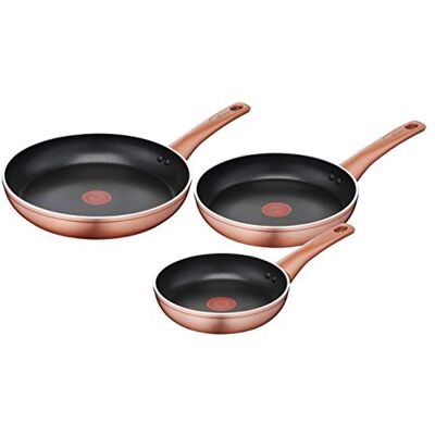 Lagostina Línea Ramata Juego de 3 sartenes con fondo de aluminio antiadherente Exterior efecto cobre 20, 24 y 28 cm de diámetro Color negro Lagostina Línea Ramata Juego de 3 sartenes con fondo de aluminio antiadherente Exterior efecto cobre 20, 24 y 28 cm de diámetro Color negro