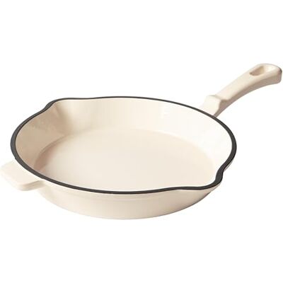 Römertopf Sartén de hierro fundido (24 cm, revestimiento esmaltado, todo tipo de fuegos, inducción, apta para horno a 250 °C, para filetes, patatas fritas, pescado, sartenes sin PFAS, crema Römertopf Sartén de hierro fundido (24 cm, revestimiento esmaltado, todo tipo de fuegos, inducción, apta para horno a 250 °C, para filetes, patatas fritas, pescado, sartenes sin PFAS, crema