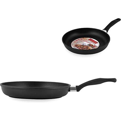HOME Granchef Sartén Baja, Revestimiento Antiadherente, Redonda; Aluminio, Negro, Diámetro 26 cm HOME Granchef Sartén Baja, Revestimiento Antiadherente, Redonda; Aluminio, Negro, Diámetro 26 cm