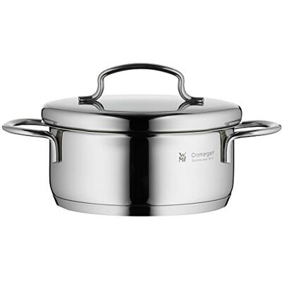 WMF Mini Olla Baja 12cm con Tapa de Metal, 0,7 L, Acero Inoxidable Cromargan pulido, Apilable, Apto para todo tipo de cocinas WMF Mini Olla Baja 12cm con Tapa de Metal, 0,7 L, Acero Inoxidable Cromargan pulido, Apilable, Apto para todo tipo de cocinas