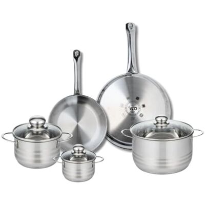 Fackelmann ELO 9877150 Batería de cocina (5 piezas, juego de 2 estufas de cocina 24 y 28 cm, 3 ollas de 12, 16 y 24 cm, Elo Profi Brillant, acero inoxidable, inducción Fackelmann ELO 9877150 Batería de cocina (5 piezas, juego de 2 estufas de cocina 24 y 28 cm, 3 ollas de 12, 16 y 24 cm, Elo Profi Brillant, acero inoxidable, inducción