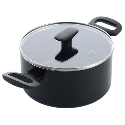 GreenChef Tones Cacerola antiadherente de cerámica con tapa de cristal (20 cm/3,11 L, apta para inducción, sin PFAS, apta para lavavajillas, apta para horno), color negro GreenChef Tones Cacerola antiadherente de cerámica con tapa de cristal (20 cm/3,11 L, apta para inducción, sin PFAS, apta para lavavajillas, apta para horno), color negro