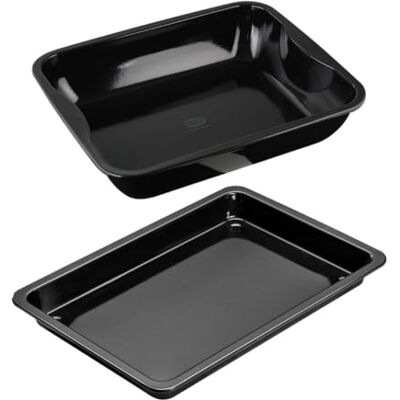 Dr. Oetker Juego de 2 platos para hornear, bandeja para hornear, bandeja para hornear, bandeja para hornear, acero, correo electrónico, negro, 42 x 29 x 4 cm y 40 x 34 x 8 cm Dr. Oetker Juego de 2 platos para hornear, bandeja para hornear, bandeja para hornear, bandeja para hornear, acero, correo electrónico, negro, 42 x 29 x 4 cm y 40 x 34 x 8 cm