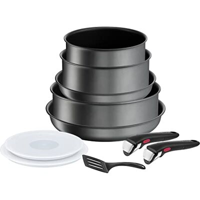 Tefal Ingenio Batería de cocina (10 p, estufas, sartenes, inducción, revestimiento antiadherente resistente, apilable, apto para lavavajillas, fabricado en Francia, Daily Chef On ) Tefal Ingenio Batería de cocina (10 p, estufas, sartenes, inducción, revestimiento antiadherente resistente, apilable, apto para lavavajillas, fabricado en Francia, Daily Chef On )