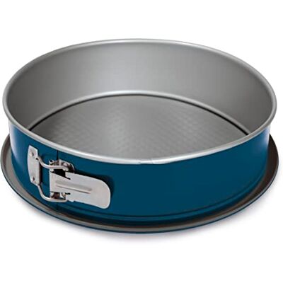 Guardini , molde desmontable de 1 fondo Ø 24 cm, Fondo antigoteo, Acero producido con emisiones reducidas de CO2 con nuevo revestimiento libre de PFAS, Gris/Azul, Made in Italy, Línea XBake Guardini , molde desmontable de 1 fondo Ø 24 cm, Fondo antigoteo, Acero producido con emisiones reducidas de CO2 con nuevo revestimiento libre de PFAS, Gris/Azul, Made in Italy, Línea XBake