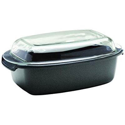 Berndes Asador multiusos con tapa de cristal 33 x 21 cm, 5,2 litros, aluminio fundido Berndes Asador multiusos con tapa de cristal 33 x 21 cm, 5,2 litros, aluminio fundido