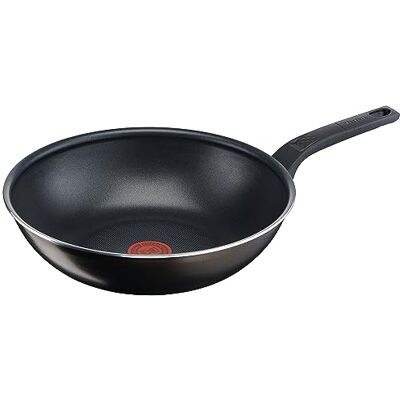 Tefal Easy Cook & Clean Sartén wok de 28 cm, con revestimiento antiadherente, segura, señal térmica, base estable, cocina saludable, color negro Tefal Easy Cook & Clean Sartén wok de 28 cm, con revestimiento antiadherente, segura, señal térmica, base estable, cocina saludable, color negro