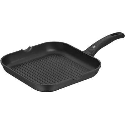 WMF Grill Sartén cudrada 27x27 cm con rayas de aluminio fundido, asador acanalado con antiadherente, sartén parilla ideal para freír, sin PFOA. WMF Grill Sartén cudrada 27x27 cm con rayas de aluminio fundido, asador acanalado con antiadherente, sartén parilla ideal para freír, sin PFOA.