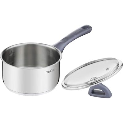 Tefal Daily Cook Cazo de 18 cm + Tapa, Apto inducción, sin antiadherente, capacidad de 2,1L, base reforzada, apto lavavajillas y horno, acero inoxidable Tefal Daily Cook Cazo de 18 cm + Tapa, Apto inducción, sin antiadherente, capacidad de 2,1L, base reforzada, apto lavavajillas y horno, acero inoxidable