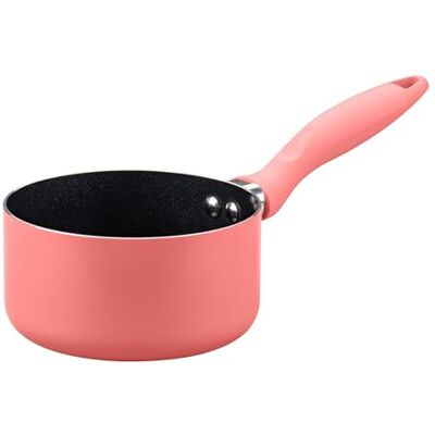 Fackelmann Mini cacerola de 14 cm de diámetro de aluminio prensado reciclado, revestimiento cerámico, rosa suave, apta para cocinas de gas, eléctricas y vitrocerámicas Fackelmann Mini cacerola de 14 cm de diámetro de aluminio prensado reciclado, revestimiento cerámico, rosa suave, apta para cocinas de gas, eléctricas y vitrocerámicas