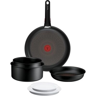Tefal Ingenio Explore Juego de 2 Sartenes 22/28 cm + 2 Cazos 16/20 cm + Mango + 2 Accesorios, Antiadherente, Apto inducción, Apilable, Aluminio, Thermo-Signal, Apto horno Tefal Ingenio Explore Juego de 2 Sartenes 22/28 cm + 2 Cazos 16/20 cm + Mango + 2 Accesorios, Antiadherente, Apto inducción, Apilable, Aluminio, Thermo-Signal, Apto horno