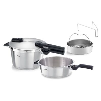 Fissler Vitaquick Premium Juego de 2 ollas a presión (22 cm, olla a presión de 4,5 L + sartén a presión de 2,5 L, diámetro de 2,5 L, 2 niveles de cocción, fabricado en Alemania, inducción) Fissler Vitaquick Premium Juego de 2 ollas a presión (22 cm, olla a presión de 4,5 L + sartén a presión de 2,5 L, diámetro de 2,5 L, 2 niveles de cocción, fabricado en Alemania, inducción)