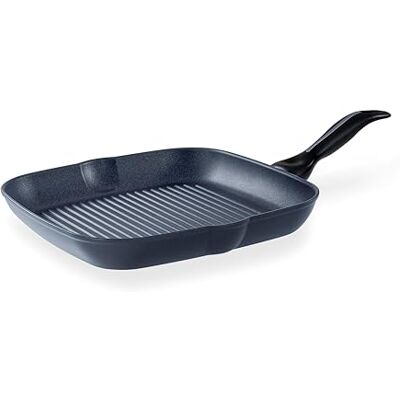 Barazzoni , Parrilla con revestimiento de cerámica, aluminio, 28 x 28 cm, mango ergonómico, apta también para inducción, no PFAS, fabricada en Italia Barazzoni , Parrilla con revestimiento de cerámica, aluminio, 28 x 28 cm, mango ergonómico, apta también para inducción, no PFAS, fabricada en Italia