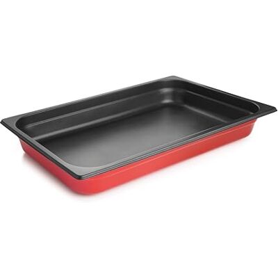 LACOR Cubeta Induction Red, Bandeja Antiadherente, Acero Inoxidable 18/10, Antiadherente QuanTanium, Libre de BPA, Apta para Todo Tipo de Fuegos incluido Horno, 8.3 L, 53x32.5cm, Color Rojo LACOR Cubeta Induction Red, Bandeja Antiadherente, Acero Inoxidable 18/10, Antiadherente QuanTanium, Libre de BPA, Apta para Todo Tipo de Fuegos incluido Horno, 8.3 L, 53x32.5cm, Color Rojo