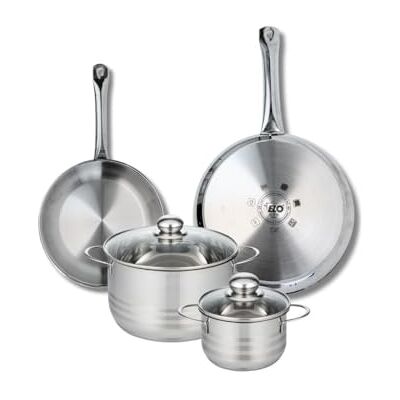 Fackelmann ELO 9876250 Batería de cocina (4 piezas, juego de 2 sartenes de cocina 24 y 28 cm, 2 ollas de 14 y 20 cm, Elo Profi Brillant, acero inoxidable, inducción Fackelmann ELO 9876250 Batería de cocina (4 piezas, juego de 2 sartenes de cocina 24 y 28 cm, 2 ollas de 14 y 20 cm, Elo Profi Brillant, acero inoxidable, inducción