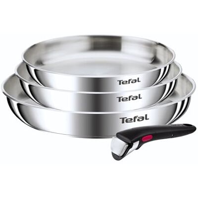 Tefal Ingenio Emotion Juego de 3 sartenes 22/24/28 cm + Mango Extraíble, Acero Inoxidable, Sin Revestimiento, Apto inducción, horno y lavavajillas Tefal Ingenio Emotion Juego de 3 sartenes 22/24/28 cm + Mango Extraíble, Acero Inoxidable, Sin Revestimiento, Apto inducción, horno y lavavajillas