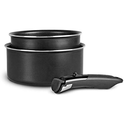 Sitram 713285, Juego de 2 cacerolas Ø16 y 20cm en aluminio antiadherente con mango extraíble Todo tipo de fuegos INCLUIDO inducción Sitram 713285, Juego de 2 cacerolas Ø16 y 20cm en aluminio antiadherente con mango extraíble Todo tipo de fuegos INCLUIDO inducción