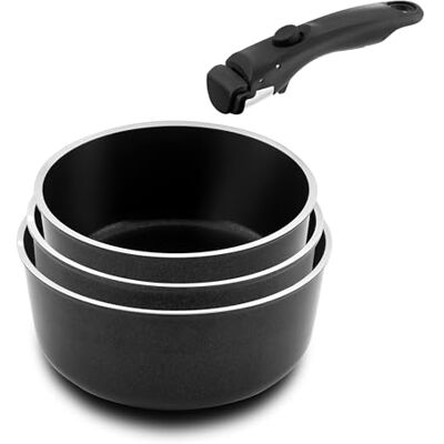 Cuisinox Juego 3 Cazos Antiadherentes 16 18 20cm Mango Extraíble Arom Inox Cacerolas recubiertas de 16, 18 y 20 cm, Juego de 3, con asa extraíble, Acero inoxidable, Cocina Arom, Apto para lavavajillas Cuisinox Juego 3 Cazos Antiadherentes 16 18 20cm Mango Extraíble Arom Inox Cacerolas recubiertas de 16, 18 y 20 cm, Juego de 3, con asa extraíble, Acero inoxidable, Cocina Arom, Apto para lavavajillas